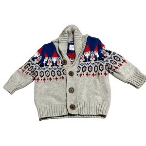 Baby Gap Infant Christmas Gnome Button Up Sweater 3-6M‎